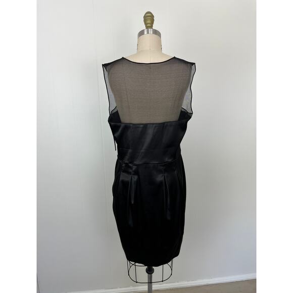 Bisou Bisou NWT Black Sheath Dress 14 Sheer Embroidered Sleeveless LBD - Picture 5 of 15